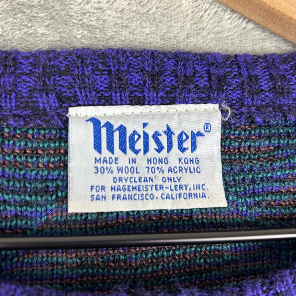 Vintage Meister Ski Sweater XL 80s 90s Geometric Aztec Pullover Wool Blend‎ - Picture 3 of 11